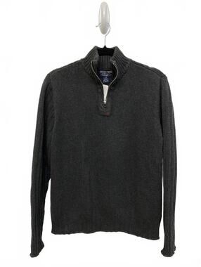 Polo Jeans Company Size Large Men's Charcoal Gray Half-Zip Sweater 100% Cotton